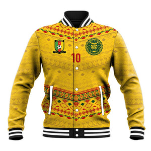 Custom Cameroon Football Baseball Jacket Tribal Motifs Yellow Color - African Pride