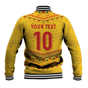 Custom Cameroon Football Baseball Jacket Tribal Motifs Yellow Color - African Pride