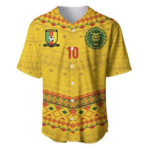 Custom Cameroon Football Baseball Jersey Tribal Motifs Yellow Color - African Pride