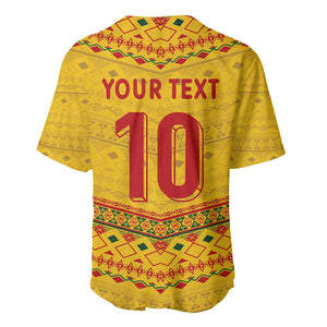 Custom Cameroon Football Baseball Jersey Tribal Motifs Yellow Color - African Pride