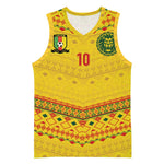Custom Cameroon Football Basketball Jersey Tribal Motifs Yellow Color - African Pride