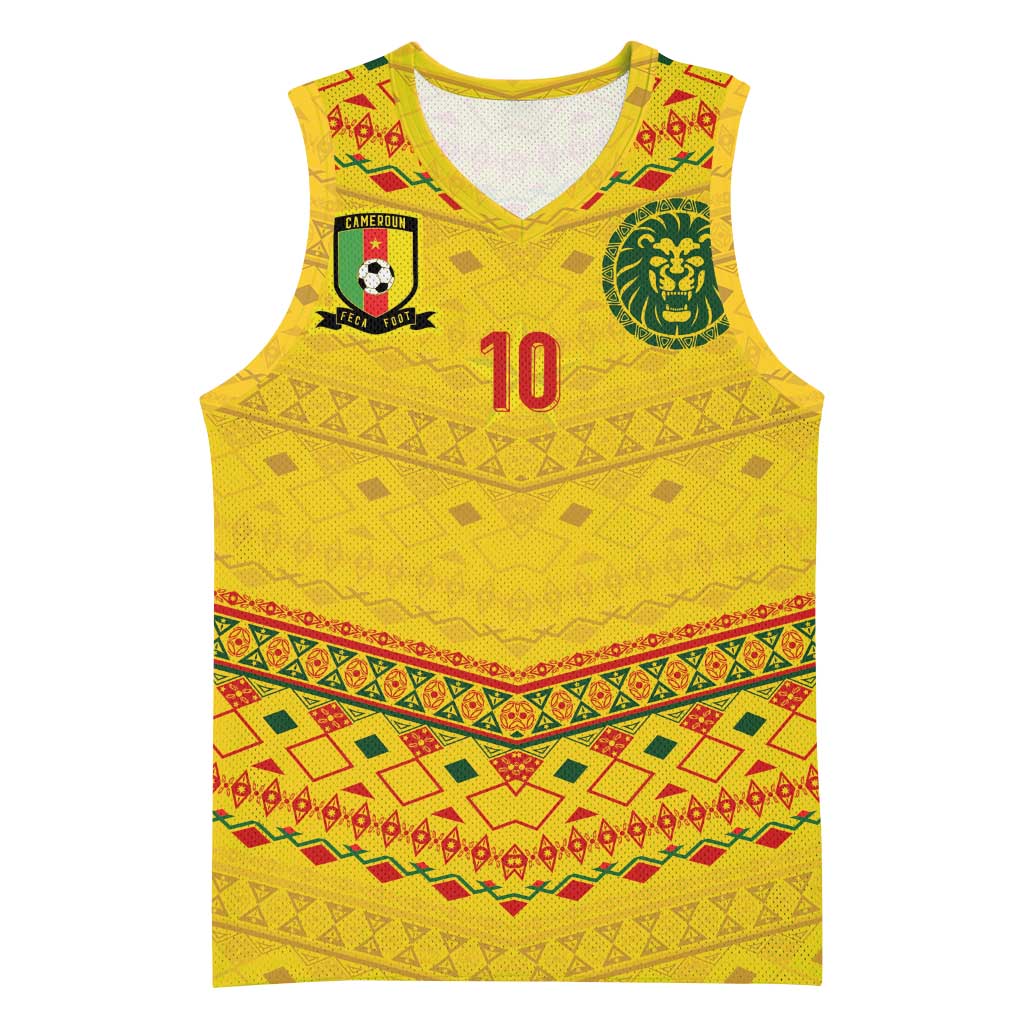 Custom Cameroon Football Basketball Jersey Tribal Motifs Yellow Color - African Pride