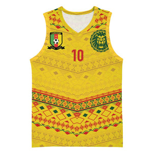 Custom Cameroon Football Basketball Jersey Tribal Motifs Yellow Color - African Pride
