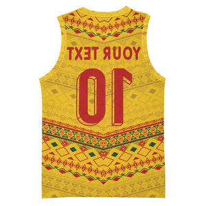 Custom Cameroon Football Basketball Jersey Tribal Motifs Yellow Color - African Pride
