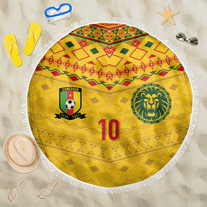 Custom Cameroon Football Beach Blanket Tribal Motifs Yellow Color - African Pride