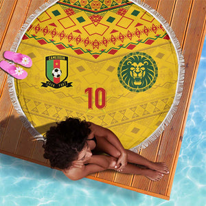 Custom Cameroon Football Beach Blanket Tribal Motifs Yellow Color - African Pride