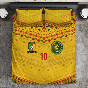 Custom Cameroon Football Bedding Set Tribal Motifs Yellow Color - African Pride