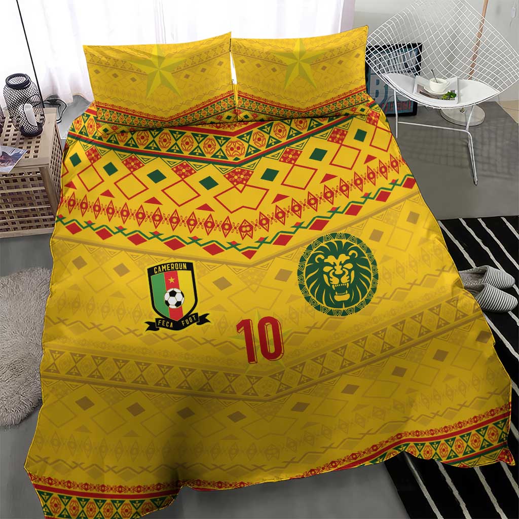 Custom Cameroon Football Bedding Set Tribal Motifs Yellow Color - African Pride
