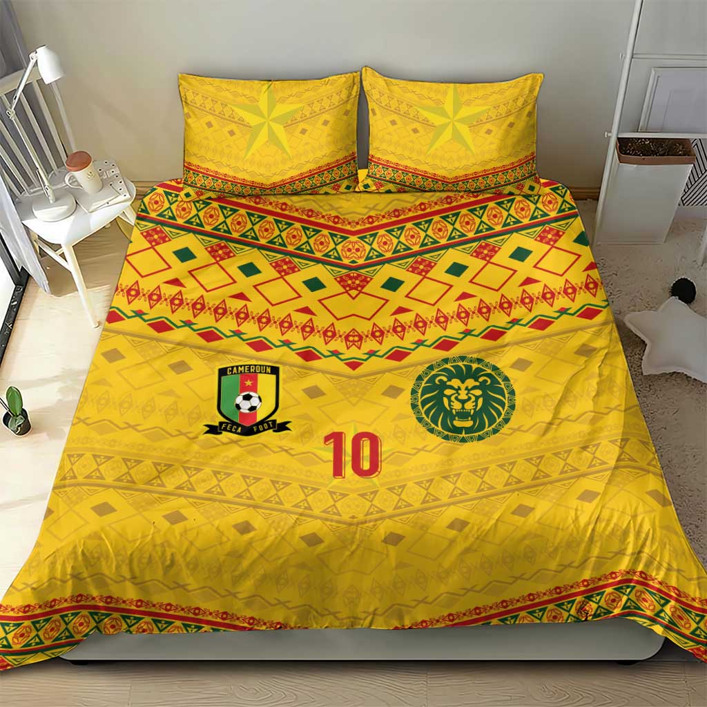 Custom Cameroon Football Bedding Set Tribal Motifs Yellow Color - African Pride