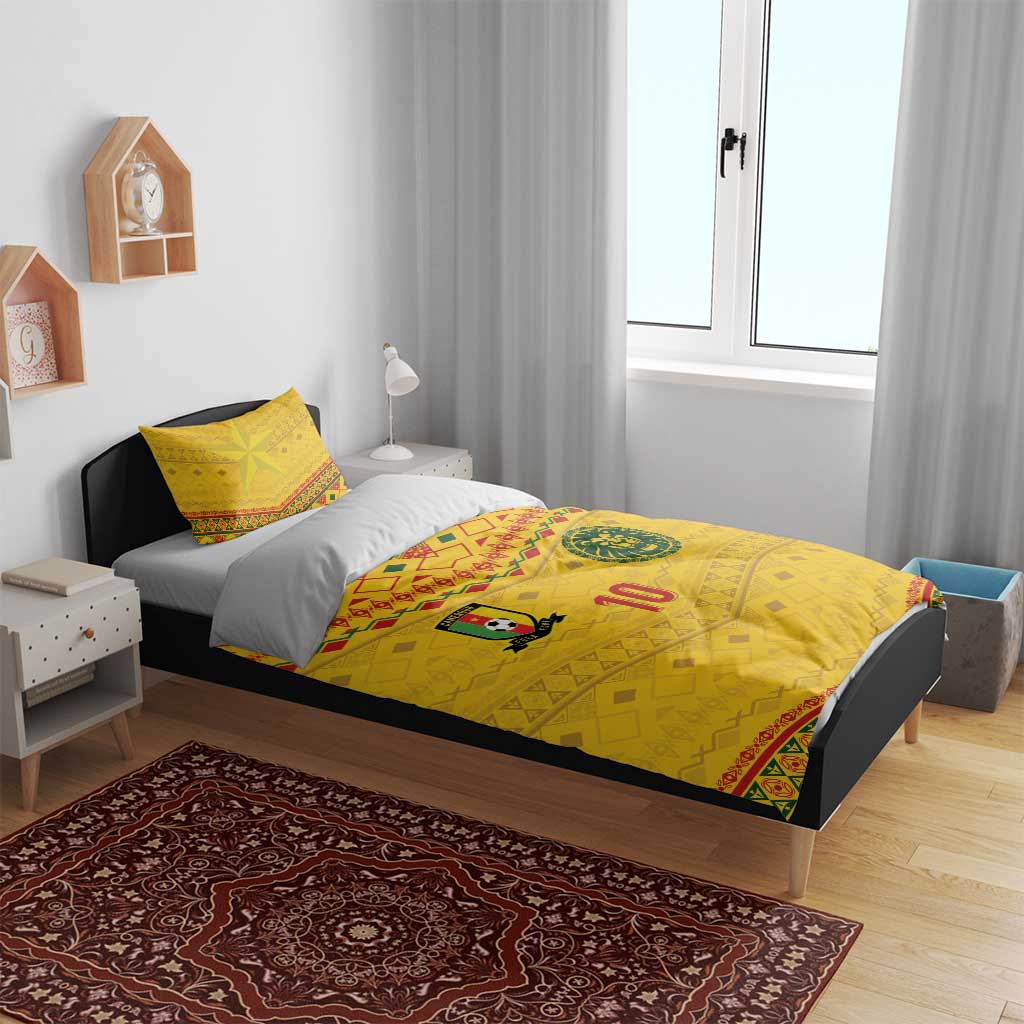 Custom Cameroon Football Bedding Set Tribal Motifs Yellow Color - African Pride