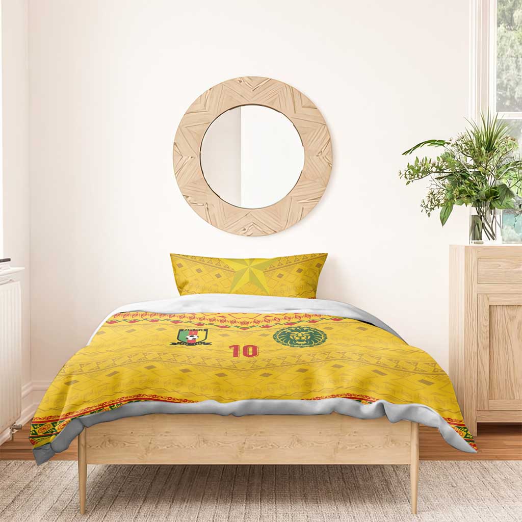 Custom Cameroon Football Bedding Set Tribal Motifs Yellow Color - African Pride