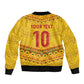 Custom Cameroon Football Bomber Jacket Tribal Motifs Yellow Color - African Pride