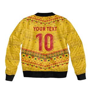 Custom Cameroon Football Bomber Jacket Tribal Motifs Yellow Color - African Pride