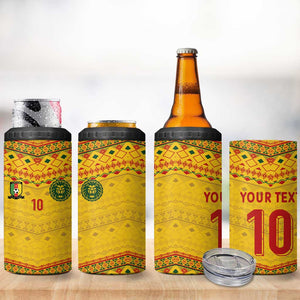 Custom Cameroon Football 4 in 1 Can Cooler Tumbler Tribal Motifs Yellow Color - African Pride