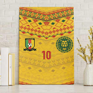 Custom Cameroon Football Canvas Wall Art Tribal Motifs Yellow Color - African Pride
