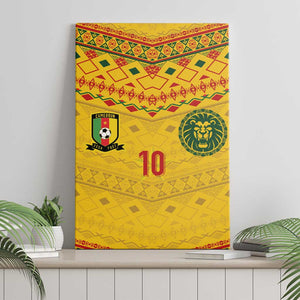Custom Cameroon Football Canvas Wall Art Tribal Motifs Yellow Color - African Pride