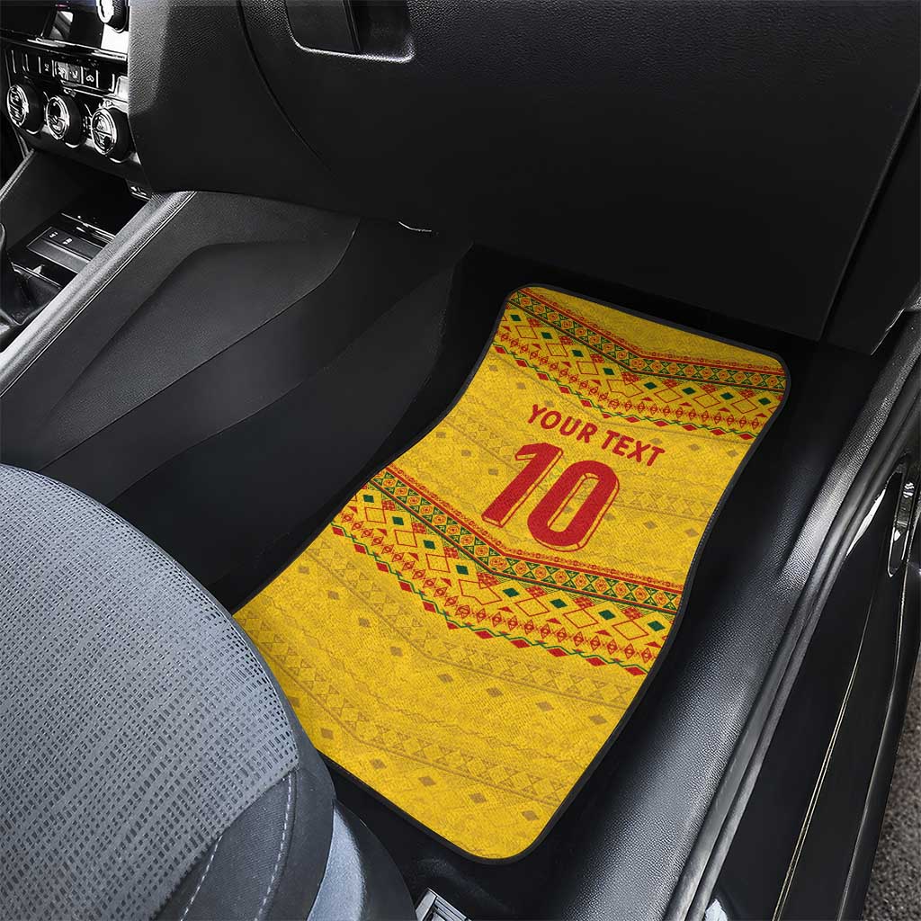Custom Cameroon Football Car Mats Tribal Motifs Yellow Color - African Pride