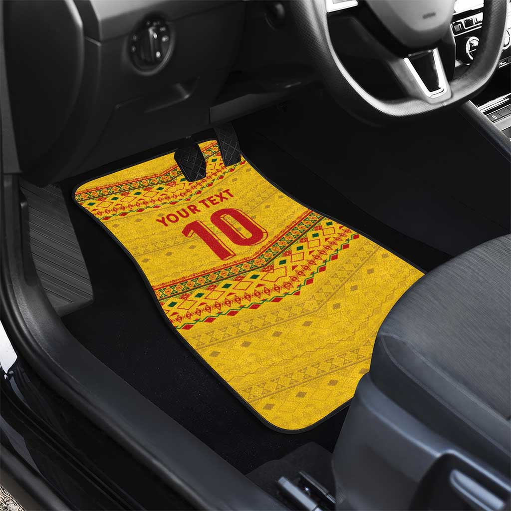Custom Cameroon Football Car Mats Tribal Motifs Yellow Color - African Pride