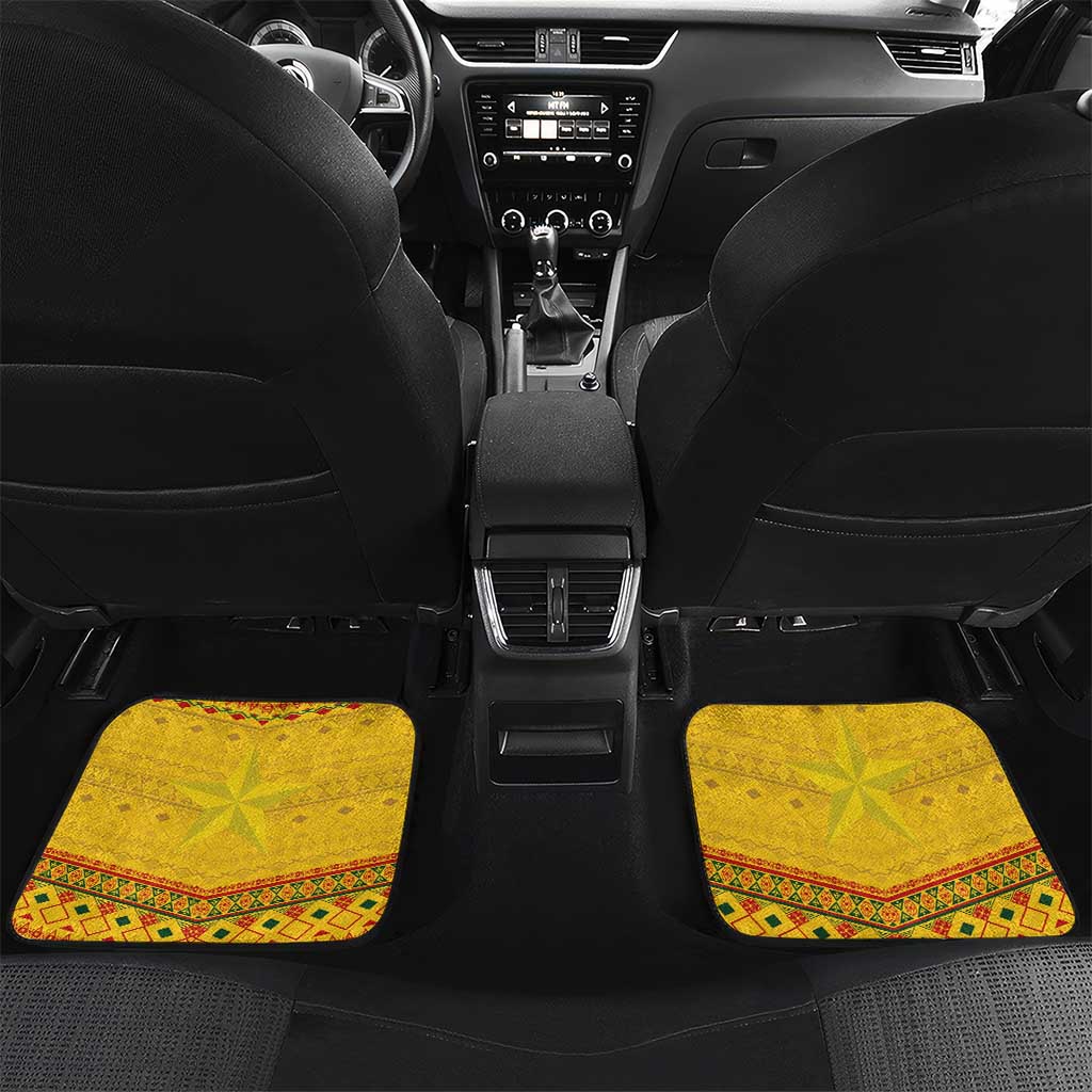 Custom Cameroon Football Car Mats Tribal Motifs Yellow Color - African Pride
