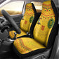 Custom Cameroon Football Car Seat Cover Tribal Motifs Yellow Color - African Pride