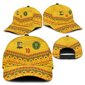 Custom Cameroon Football Classic Cap Tribal Motifs Yellow Color - African Pride