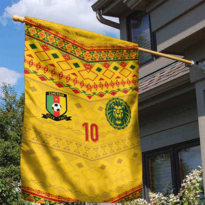 Custom Cameroon Football Garden Flag Tribal Motifs Yellow Color - African Pride