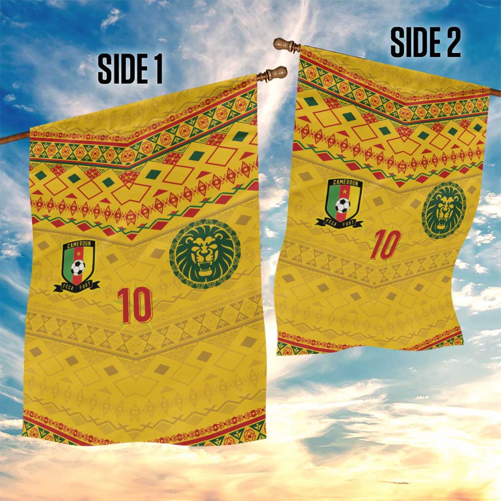Custom Cameroon Football Garden Flag Tribal Motifs Yellow Color - African Pride