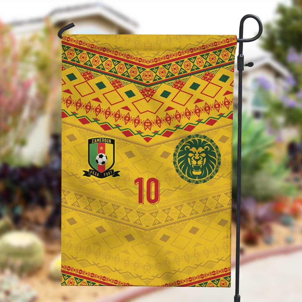 Custom Cameroon Football Garden Flag Tribal Motifs Yellow Color - African Pride