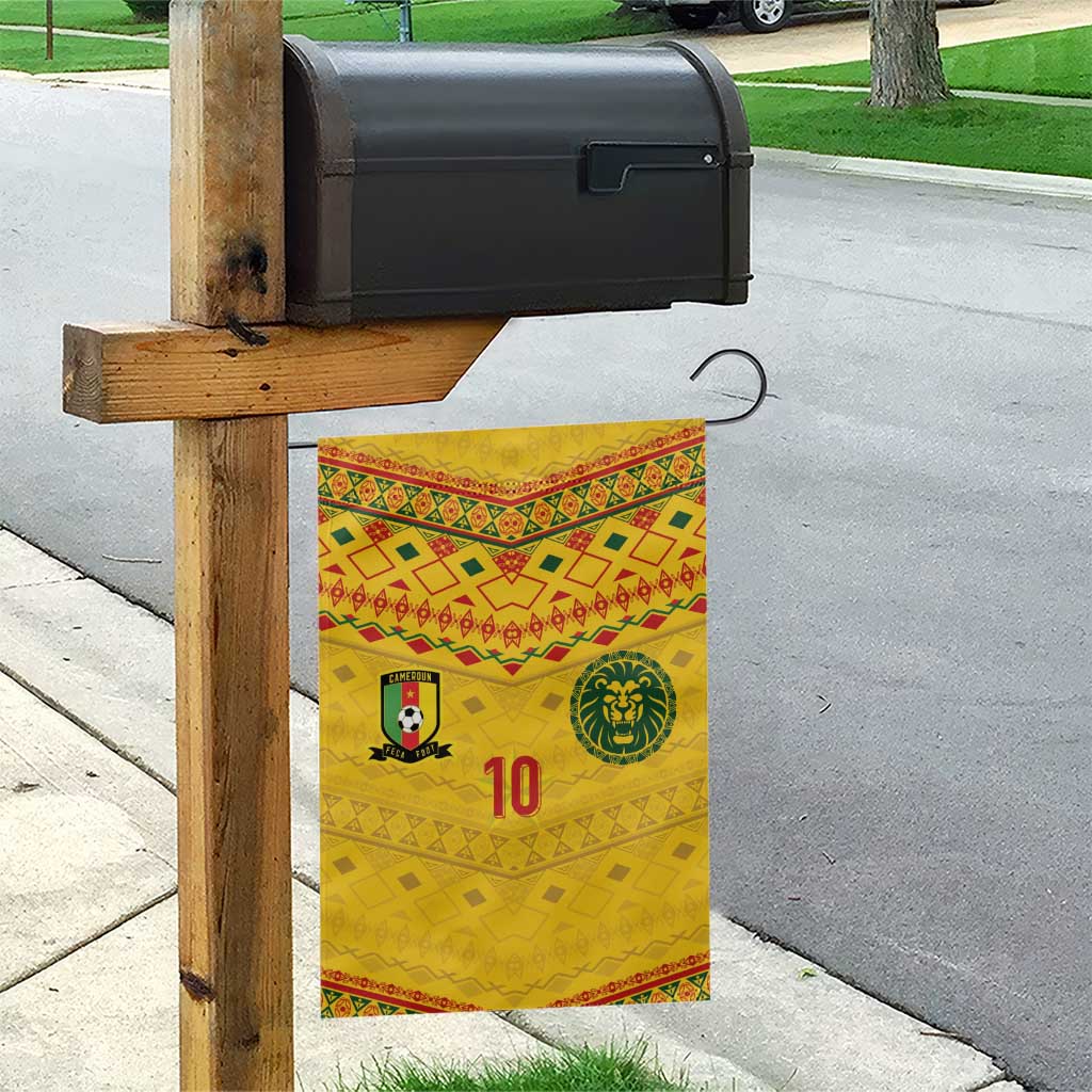 Custom Cameroon Football Garden Flag Tribal Motifs Yellow Color - African Pride