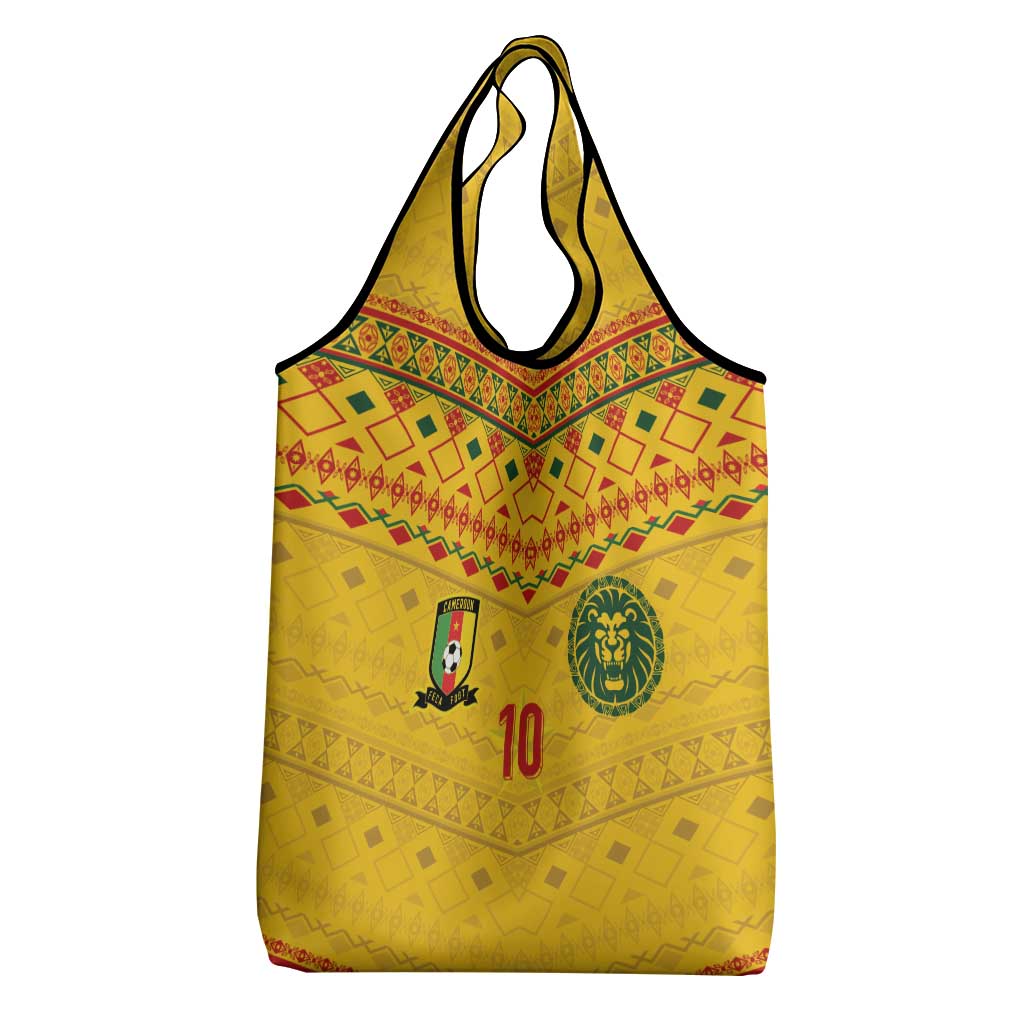 Custom Cameroon Football Grocery Bag Tribal Motifs Yellow Color - African Pride