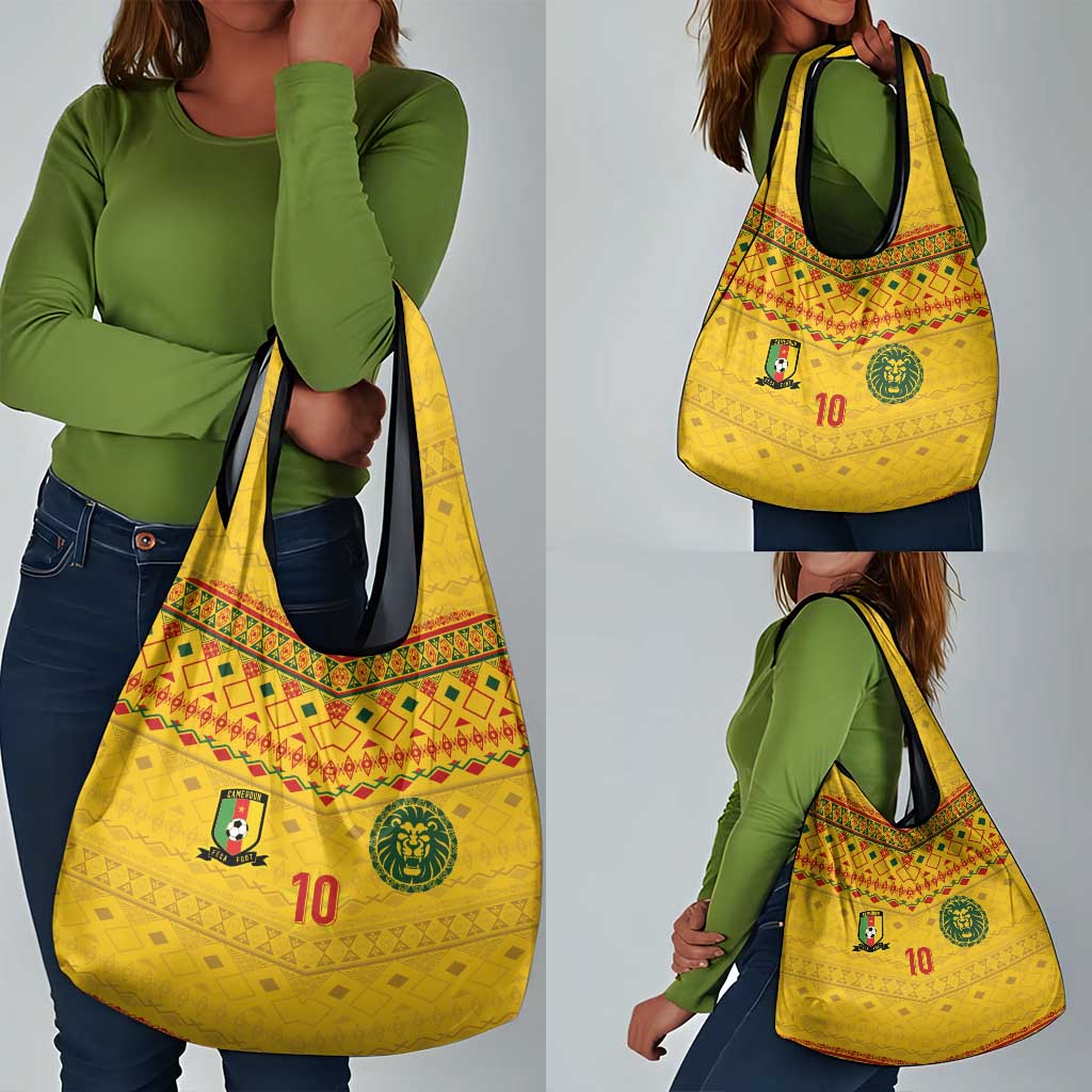 Custom Cameroon Football Grocery Bag Tribal Motifs Yellow Color - African Pride