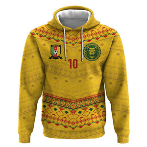 Custom Cameroon Football Hoodie Tribal Motifs Yellow Color - African Pride