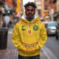 Custom Cameroon Football Hoodie Tribal Motifs Yellow Color - African Pride
