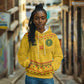 Custom Cameroon Football Hoodie Tribal Motifs Yellow Color - African Pride