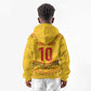 Custom Cameroon Football Kid Hoodie Tribal Motifs Yellow Color - African Pride