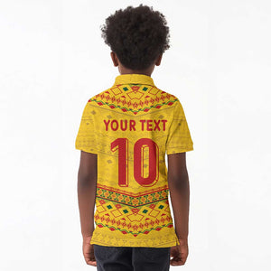 Custom Cameroon Football Kid Polo Shirt Tribal Motifs Yellow Color - African Pride