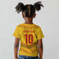 Custom Cameroon Football Kid T shirt Tribal Motifs Yellow Color - African Pride