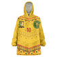 Custom Cameroon Football Kid Wearable Blanket Hoodie Tribal Motifs Yellow Color - African Pride