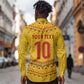 Custom Cameroon Football Long Sleeve Button Shirt Tribal Motifs Yellow Color - African Pride