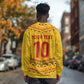 Custom Cameroon Football Long Sleeve Shirt Tribal Motifs Yellow Color - African Pride