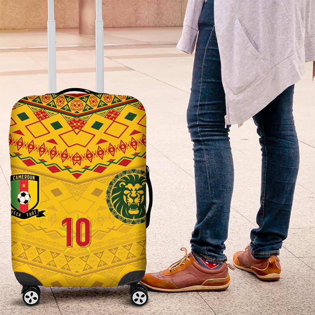 Custom Cameroon Football Luggage Cover Tribal Motifs Yellow Color - African Pride
