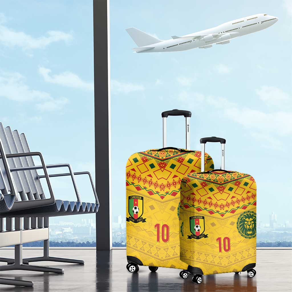 Custom Cameroon Football Luggage Cover Tribal Motifs Yellow Color - African Pride