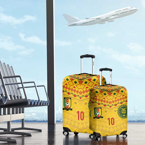 Custom Cameroon Football Luggage Cover Tribal Motifs Yellow Color - African Pride
