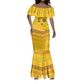 Custom Cameroon Football Mermaid Dress Tribal Motifs Yellow Color - African Pride