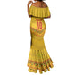 Custom Cameroon Football Mermaid Dress Tribal Motifs Yellow Color - African Pride
