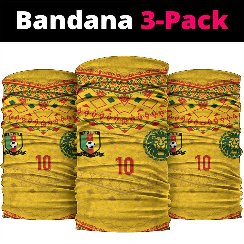 Custom Cameroon Football Neck Gaiter Tribal Motifs Yellow Color - African Pride