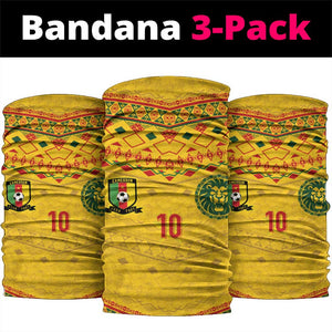 Custom Cameroon Football Neck Gaiter Tribal Motifs Yellow Color - African Pride