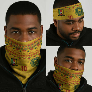 Custom Cameroon Football Neck Gaiter Tribal Motifs Yellow Color - African Pride