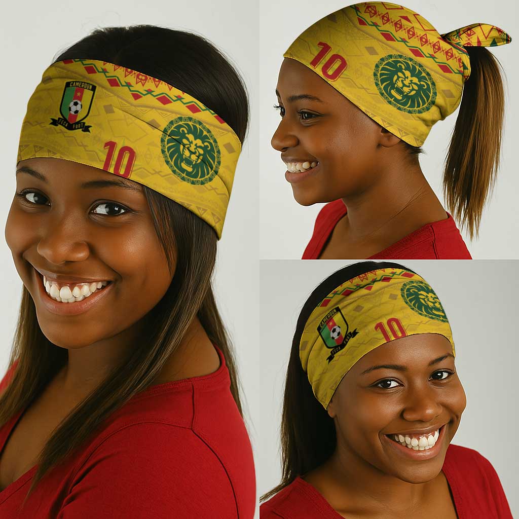 Custom Cameroon Football Neck Gaiter Tribal Motifs Yellow Color - African Pride