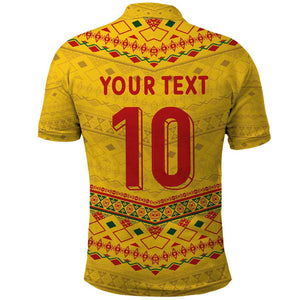 Custom Cameroon Football Polo Shirt Tribal Motifs Yellow Color - African Pride